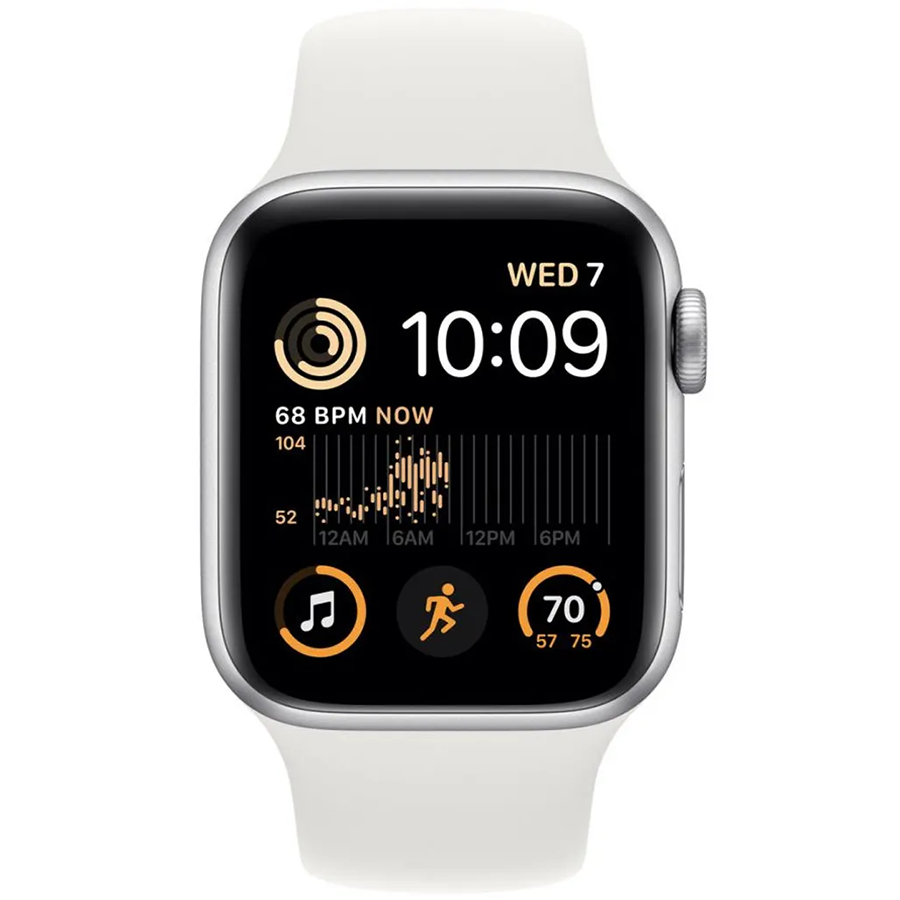 Apple Watch SE 2 44mm Silver Aluminum Case with White Sport Band- Фото 2