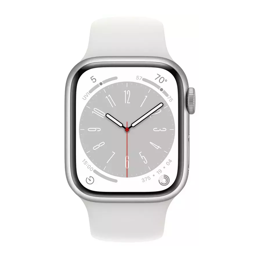 Apple Watch Series 8 45mm Silver Aluminum Case with White Sport Band- Фото 2