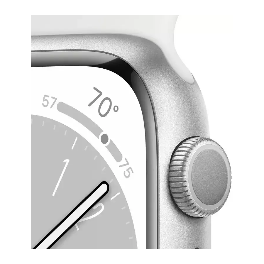 Apple Watch Series 8 45mm Silver Aluminum Case with White Sport Band- Фото 3