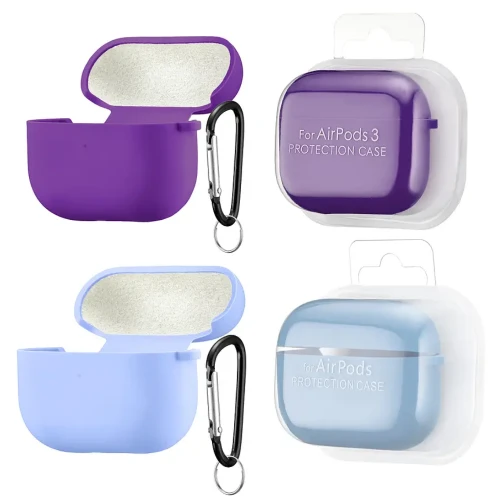 Чохол Silicone Case for AirPods 3 з карабіном Deep purple- Фото 2